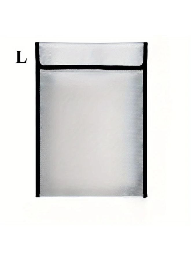 Fireproof Document Bag Flame Retardant Pouch For Valuables A4 A5 Papers Silvery L Size - Image 1