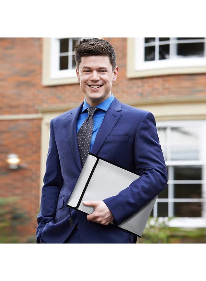 Fireproof Document Bag Flame Retardant Pouch For Valuables A4 A5 Papers Silvery L Size - Image 5