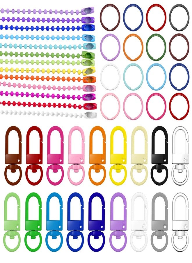 Keadic 160Pcs Rainbow Keyring Making Set Contains 1 Inch Round Spring O Rings, Metal Swivel Lobster Claw Clasps and Steel Ball Bead Hanging Chains for DIY Keychain Handbag Bag Purse - Image 1