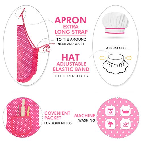 Toyze Popular Gifts for 2-8 Year Old Girls Boys, Chef Costume Set for Kids Apron for Girls Kids Chef Hat and Cooking Toys Birthday Xmas Stocking Stuffer for Toddlers Pink - Image 5