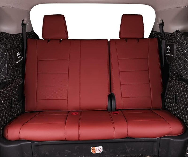 EKR Custom Fit Burgundy Faux Leather Seat Covers for Honda Pilot LX 2016-2021 & EX 2019-2021 - 8 Seats Full Set - Image 5