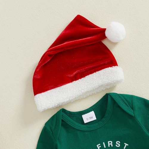 Bonangber Baby Boy Christmas Outfit Newborn Winter Clothes Long Sleeve Romper Cute Overall Pants My First Christmas Outfit(F-Green,0-3 Months) - Image 2