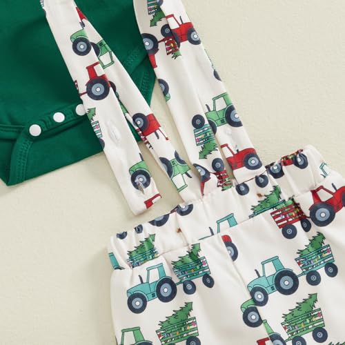 Bonangber Baby Boy Christmas Outfit Newborn Winter Clothes Long Sleeve Romper Cute Overall Pants My First Christmas Outfit(F-Green,0-3 Months) - Image 4