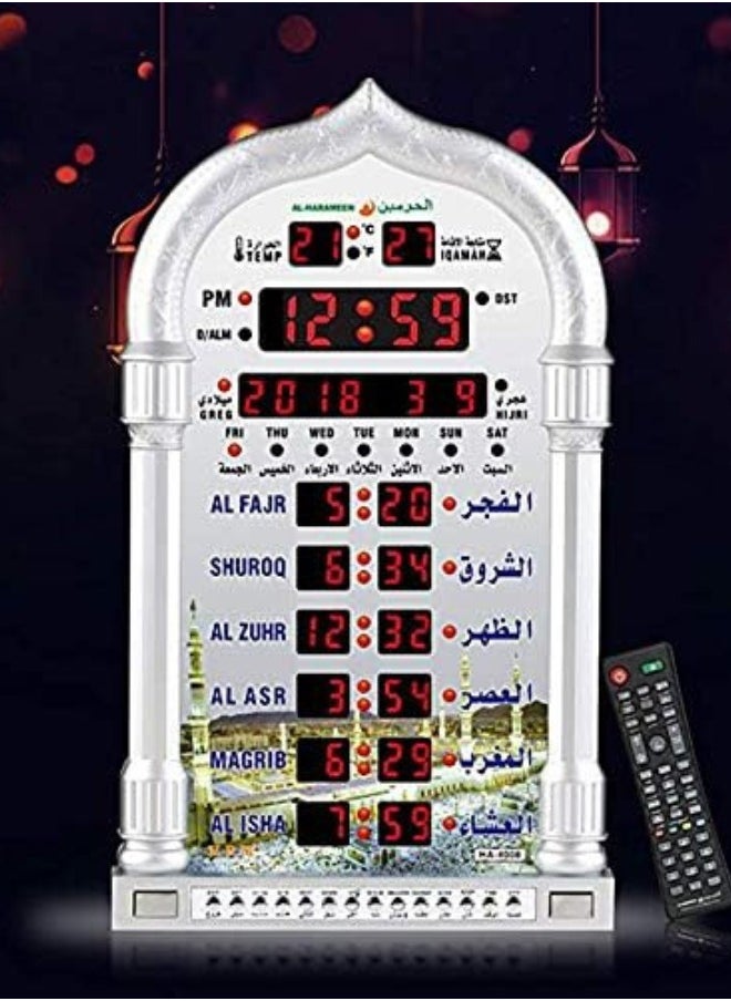 AL-HARAMEEN Digital LED Islamic Mosque Azan Clock For Prayer Time, All Major Cities Prayer Time, Remote Control  - Image 3