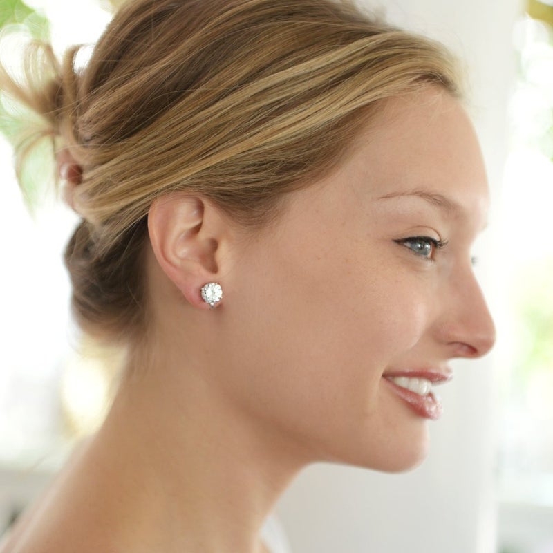 Mariell 3 Carat Cubic Zirconia Crystal Clip-On Stud Earrings for Non-Pierced Ears, Jewelry Gift for Women - Image 4