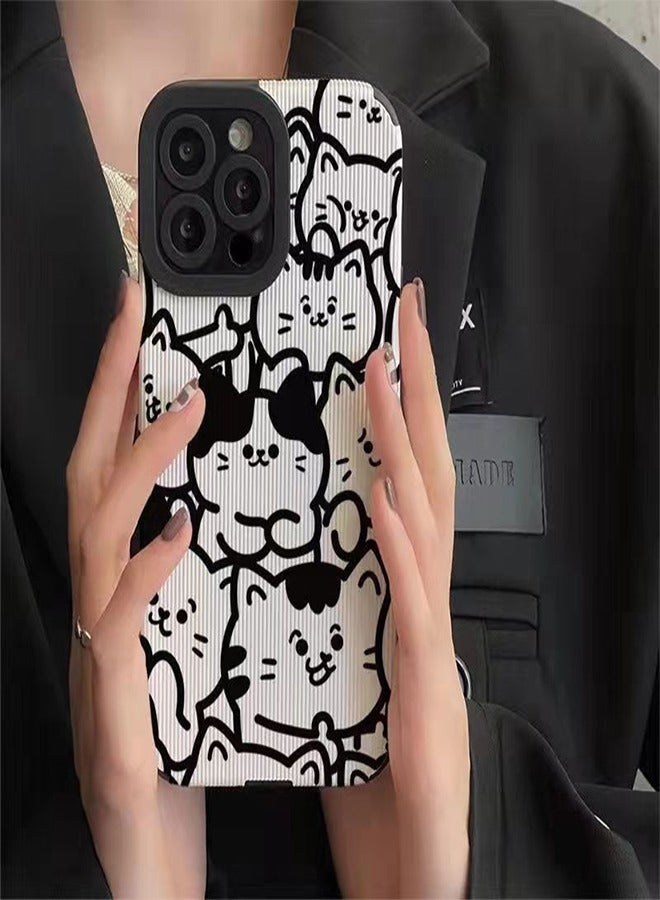 VR CREATIVE Protective Case Cover For Apple iPhone 13 Pro Max Cute Cats Design White - Image 3
