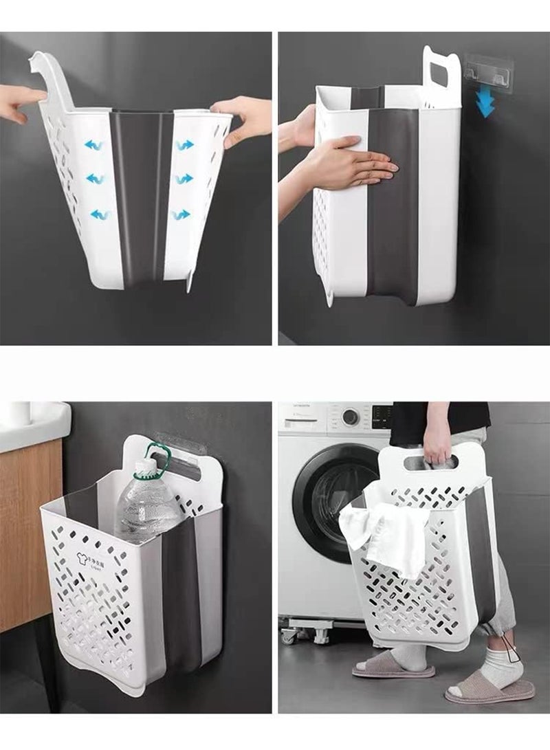 GT-Wheel Collapsible Hanging Laundry Basket with Carry Handle Space Saving Durable Waterproof Tall Folding Plastic Laundry Hamper Clothes Organizer - Image 3