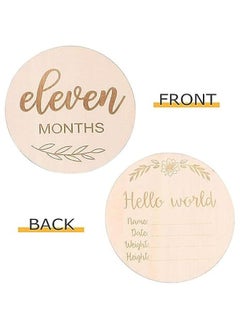 Wooden Baby Monthly Milestone Cards With Announcement Sign - 14 Reversible Wooden Circles - pzsku/Z9A163BC5385442460A45Z/45/_/1723891732/7a57d1f7-fc82-42fa-b074-a774d7b58e35