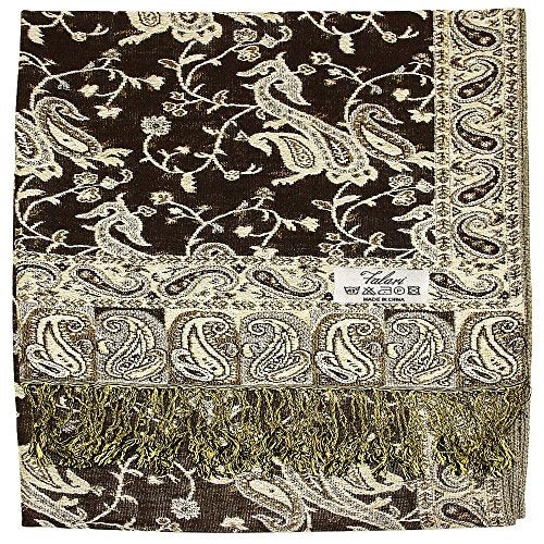 Falari Women's Woven Paisley Pashmina Shawl Wrap Scarf 80" x 27" (Style 1 - Brown) - Image 2