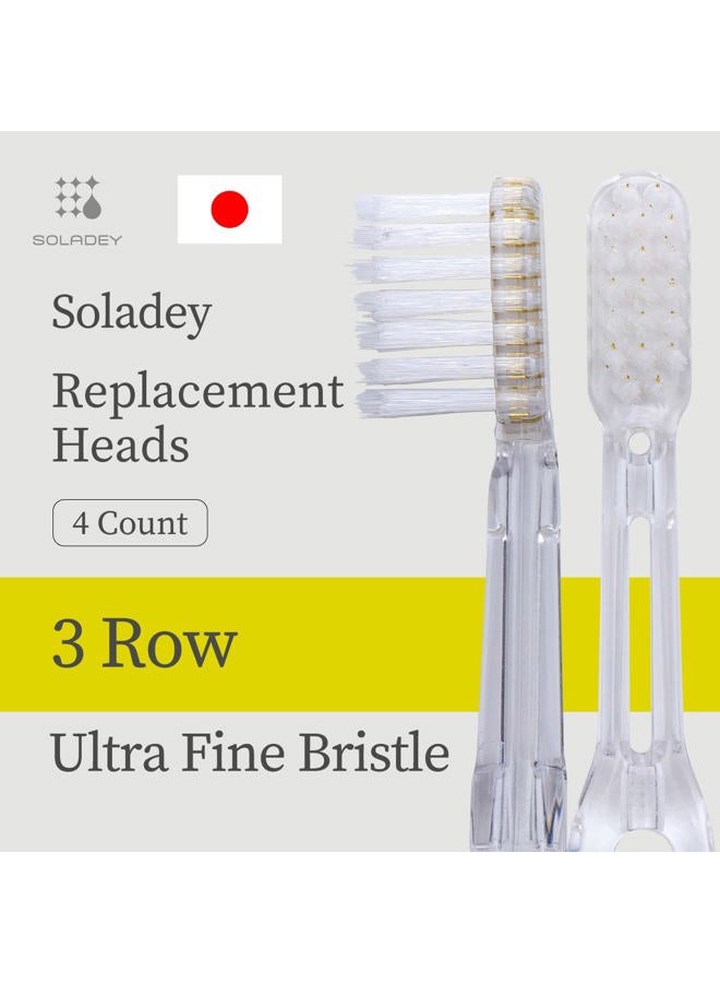 Soladey Ionic Toothbrush Replacement Brush Heads Refill, 4 Count -3 Row Ultra Fine Bristle - Image 2
