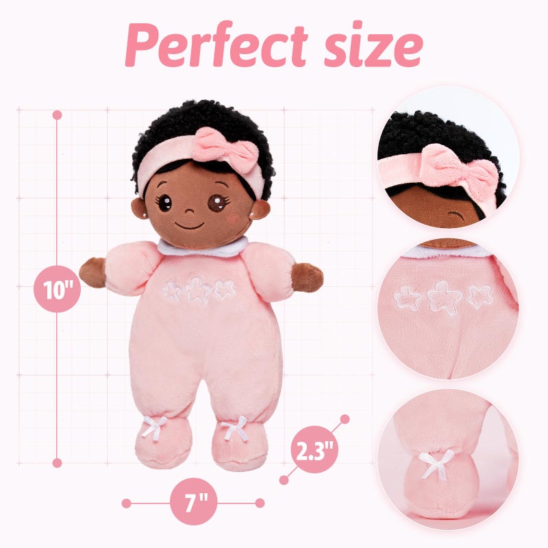 OUOZZZ 10" Black Baby Doll - 1 Year Old Girl Birthday Gifts First African American Baby Dolls for Toddler Girl Toys, Snuggle Buddy for Infants - Image 2