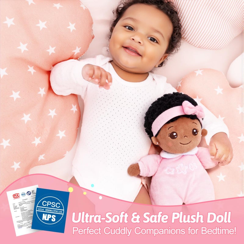OUOZZZ 10" Black Baby Doll - 1 Year Old Girl Birthday Gifts First African American Baby Dolls for Toddler Girl Toys, Snuggle Buddy for Infants - Image 3