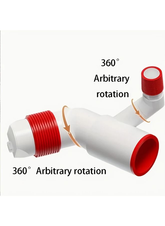 White 360 Degree Rotating Triple Drain Pipe Anti Odor for Bathroom Kitchen - Image 2