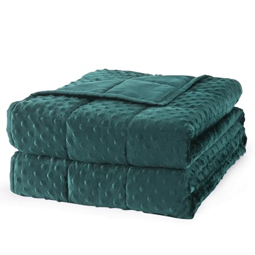 Mr. Sandman Weighted Blanket for Adults Queen Size 15 lbs, Soft Cooling Heavy Minky Blanket for Sleep, Washable Throw Blanket with Glass Beads, 60 x 80 Inches, Dark Green - Image 1