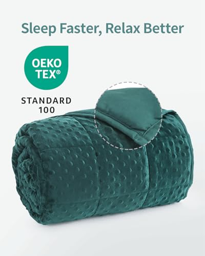 Mr. Sandman Weighted Blanket for Adults Queen Size 15 lbs, Soft Cooling Heavy Minky Blanket for Sleep, Washable Throw Blanket with Glass Beads, 60 x 80 Inches, Dark Green - Image 5
