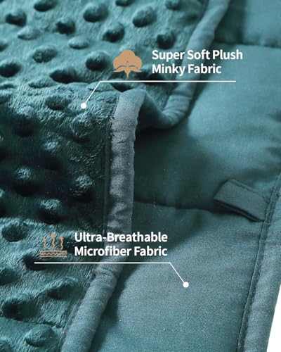 Mr. Sandman Weighted Blanket for Adults Queen Size 15 lbs, Soft Cooling Heavy Minky Blanket for Sleep, Washable Throw Blanket with Glass Beads, 60 x 80 Inches, Dark Green - Image 2