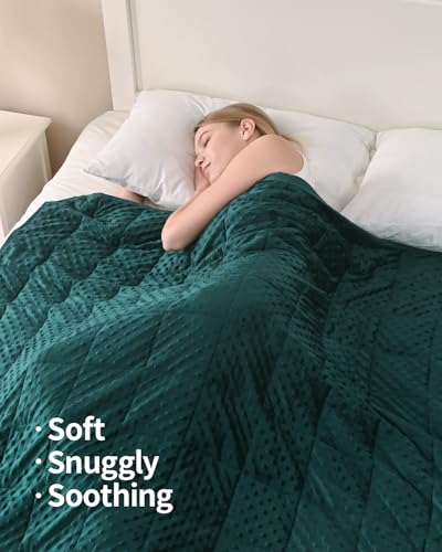 Mr. Sandman Weighted Blanket for Adults Queen Size 15 lbs, Soft Cooling Heavy Minky Blanket for Sleep, Washable Throw Blanket with Glass Beads, 60 x 80 Inches, Dark Green - Image 4