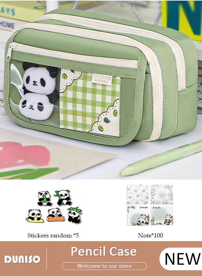 DUNISO 9 Compartment Green Pencil Case for Kids,Large Capacity Multifunctional Durable Zipper Pen Bag with Magnetic Suction Buckle,Simple Fashion Decorative Variable Cartoon Pencil Painting Storage Pouch for School Boys and Girls,Suitable for College School Gift  - Image 1