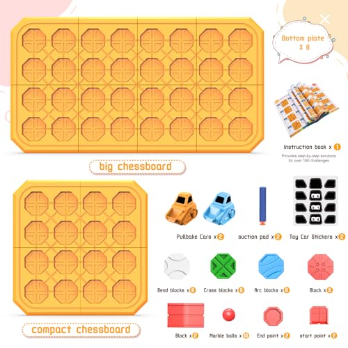 fygurso STEM Logic Road Builder Toys Board Games Toys for 5 Year Old Kids Montessori Brain Teaser Puzzles Educational Learning Activities Toy for Kid Ages 3 4 68 12 Boys Girls Gifts Orange 32PCS - Image 5