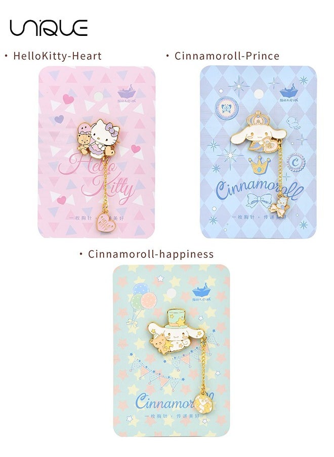 Unique 3 Pcs Sanrio Brooch Set - KT Cat, Cinnamon Dog, Melody Cartoon Brooch, Sweater, Shirt Jacket, Backpack Accessories, DIY Crafts  - Image 2
