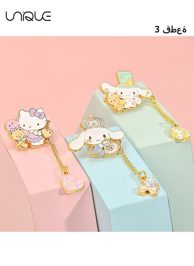 Unique 3 Pcs Sanrio Brooch Set - KT Cat, Cinnamon Dog, Melody Cartoon Brooch, Sweater, Shirt Jacket, Backpack Accessories, DIY Crafts  - Image 1