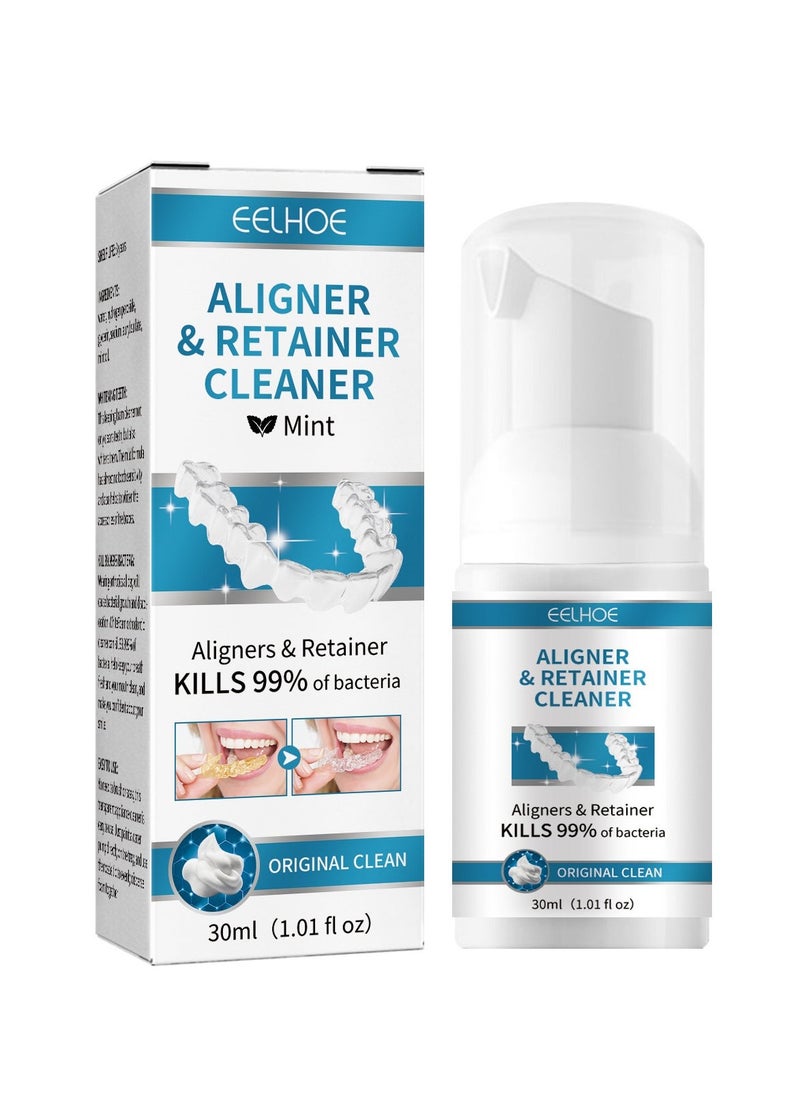 EELHOE Retainer Cleaner, Retainer Whitening Foam, Retainer Stain Removal Foam, Stain Removal Aligner, Retainer Cleaner, Teeth Whitening Foam, Mouth Guard Cleaner, Retainer Cleaning Foam for Oral Care 30ml - Image 1