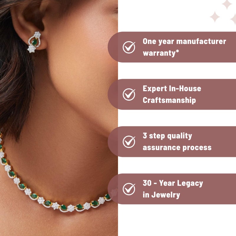 TARINIKA Green and White Cubic Zirconia(CZ) Indian Necklace Set with Earrings, Gold Plated Brass Fashion Indian Jewelry Gift for Women Bollywood Costume Jewellery (Mira Nakshtra CZ) - Image 4
