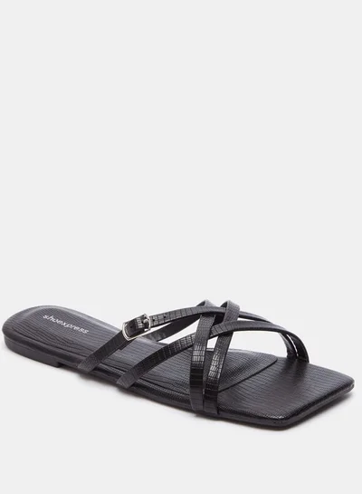 shoexpress Women Textured Slip-On Strap Sandals