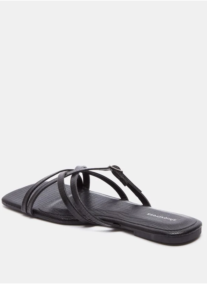 shoexpress Women Textured Slip-On Strap Sandals