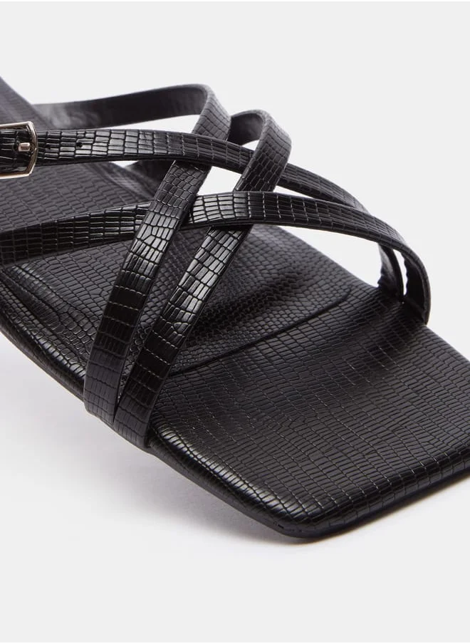 shoexpress Women Textured Slip-On Strap Sandals
