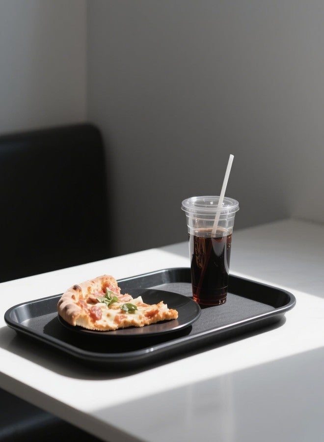 MANCHAP 10 Pack 16 x 12 Inch Black Fast Food Serving Tray, Rectangular Plastic Food Service Trays, Cafeteria Serving Trays for Home, Restaurants - Image 4