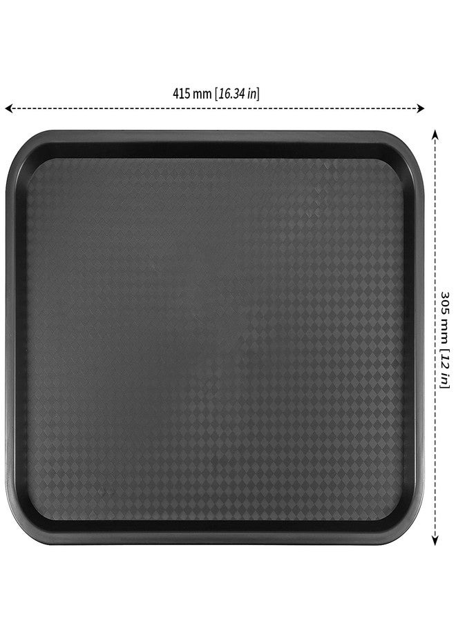 MANCHAP 10 Pack 16 x 12 Inch Black Fast Food Serving Tray, Rectangular Plastic Food Service Trays, Cafeteria Serving Trays for Home, Restaurants - Image 2