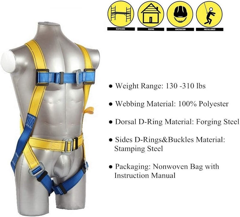 Ymachray Fall Protection Safety Harness OSHA/ANSI Compliant,internal Shock Absorbing landyard&Hook - Image 5