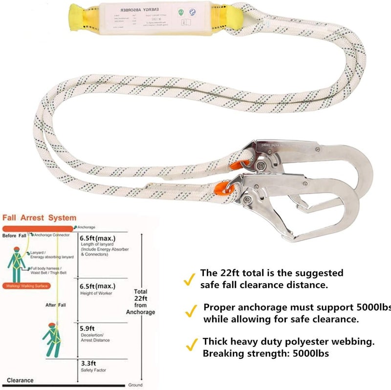 Ymachray Fall Protection Safety Harness OSHA/ANSI Compliant,internal Shock Absorbing landyard&Hook - Image 4