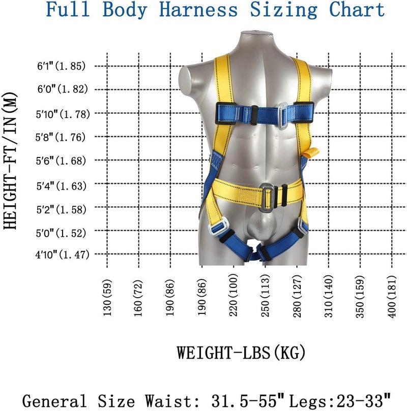 Ymachray Fall Protection Safety Harness OSHA/ANSI Compliant,internal Shock Absorbing landyard&Hook - Image 3