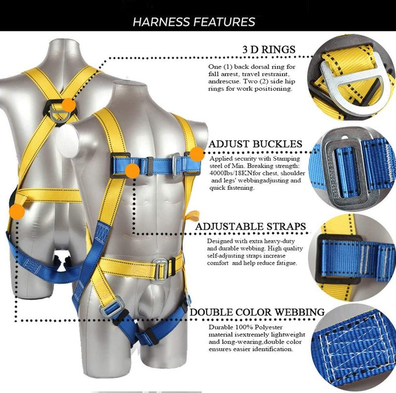 Ymachray Fall Protection Safety Harness OSHA/ANSI Compliant,internal Shock Absorbing landyard&Hook - Image 2