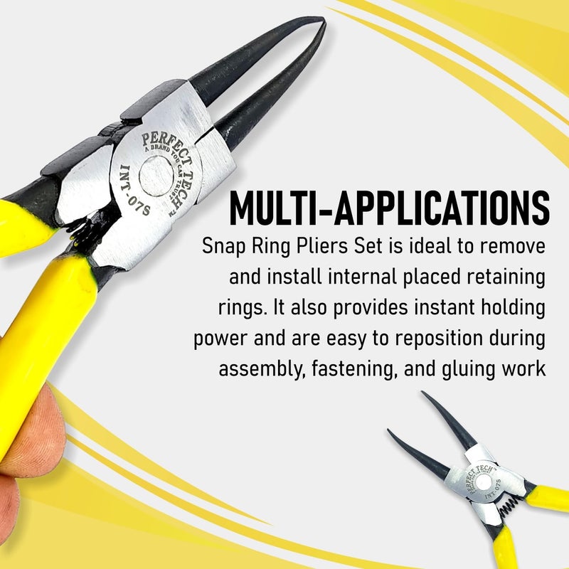 PERFECT TECH Heavy Duty Internal Straight Circlip Plier| Internal Snap Ring Plier| Straight Nose/Internal Lock Plier/Spring Loaded Pliers for Internal Snap Ring Removing(Code-INT-07S/ Size-175mm) - Image 3