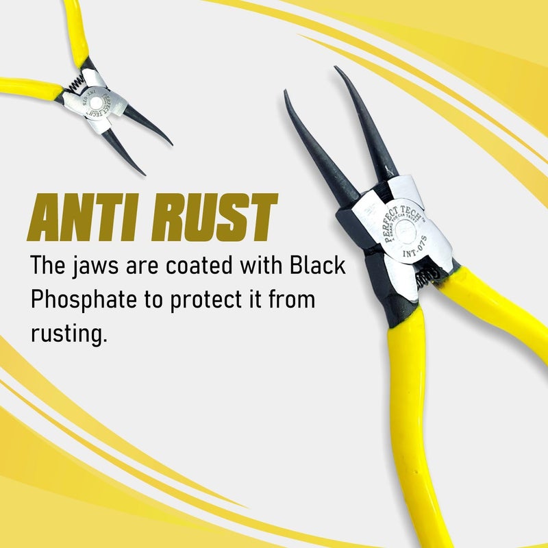 PERFECT TECH Heavy Duty Internal Straight Circlip Plier| Internal Snap Ring Plier| Straight Nose/Internal Lock Plier/Spring Loaded Pliers for Internal Snap Ring Removing(Code-INT-07S/ Size-175mm) - Image 4