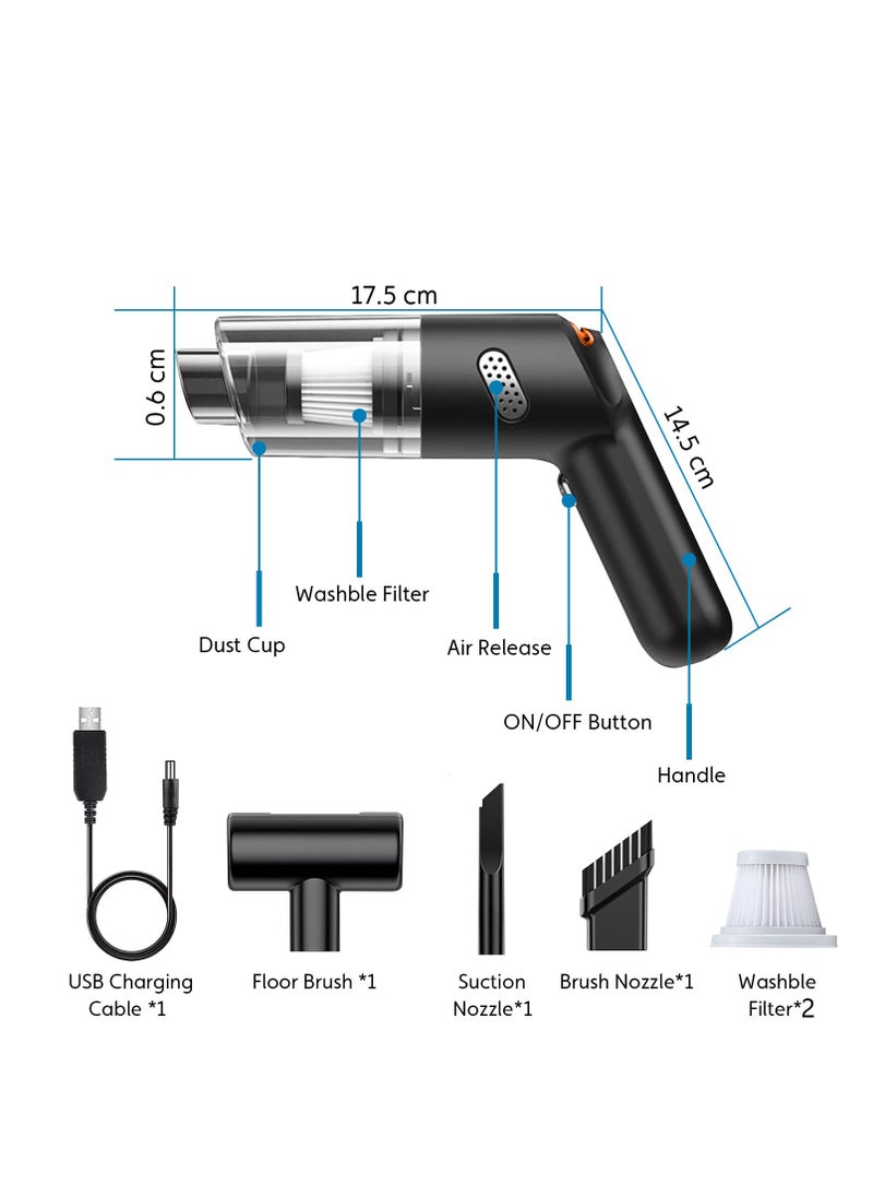 SYOSI - Car Handheld Vacuum, Cordless Handheld Vacuum Cleaner with Low Noise, Portable Rechargeable Car Vacuum, 10000PA Powerful Suction for Travel, RV Camper Car and Home - Image 1