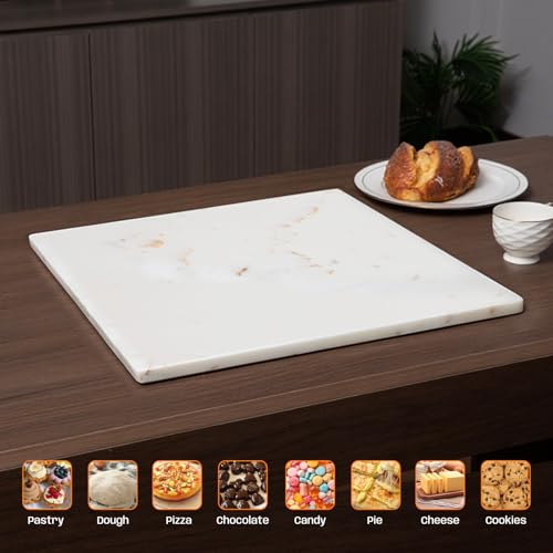 Adolif Marble Cutting Board, Large Marble Slab Pastry Board With Non-Slip Feet For Baking, Cheese, Charcuterie, Chocolate, 16x20 Inch - Image 4