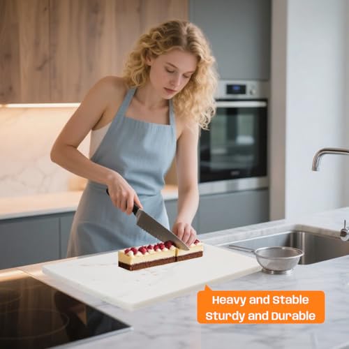 Adolif Marble Cutting Board, Large Marble Slab Pastry Board With Non-Slip Feet For Baking, Cheese, Charcuterie, Chocolate, 16x20 Inch - Image 5