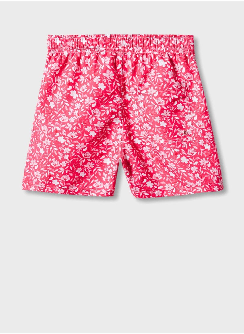 MANGO - Kids Floral Print Swimming Trunks - Image 1