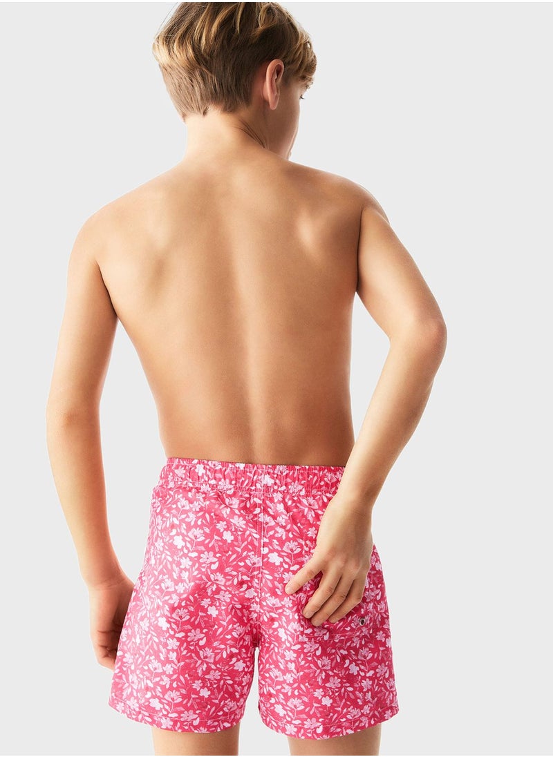 MANGO - Kids Floral Print Swimming Trunks - Image 1