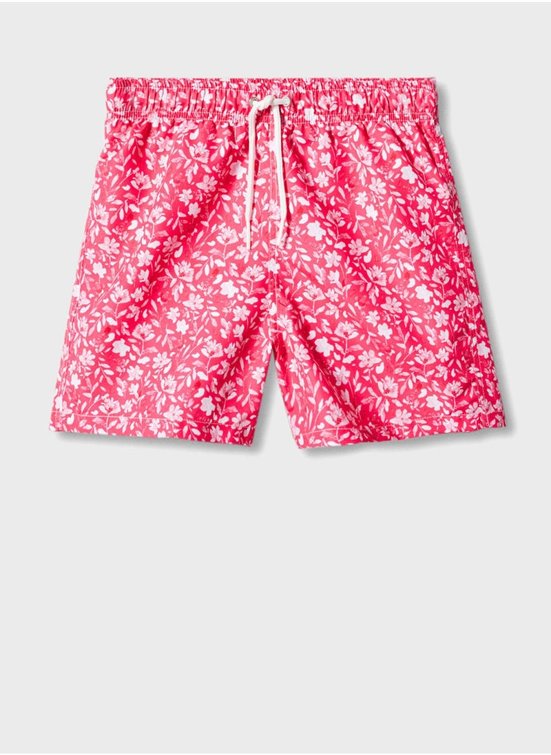 MANGO - Kids Floral Print Swimming Trunks - Image 1