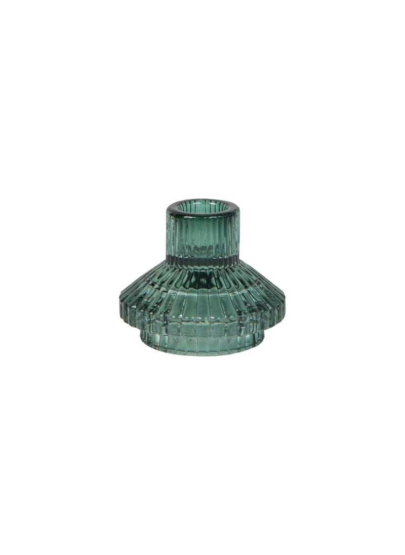 Talking Tables Talking Tables Sage Green Glass Candlestick Holder | Small Ribbed Candle Stand for Dinner Candles  Christmas Table D?cor  Accessories  Indoor or Outdoor Party  Birthday  Wedding (FOREST-HOLD-SML-GRN)  - Image 1