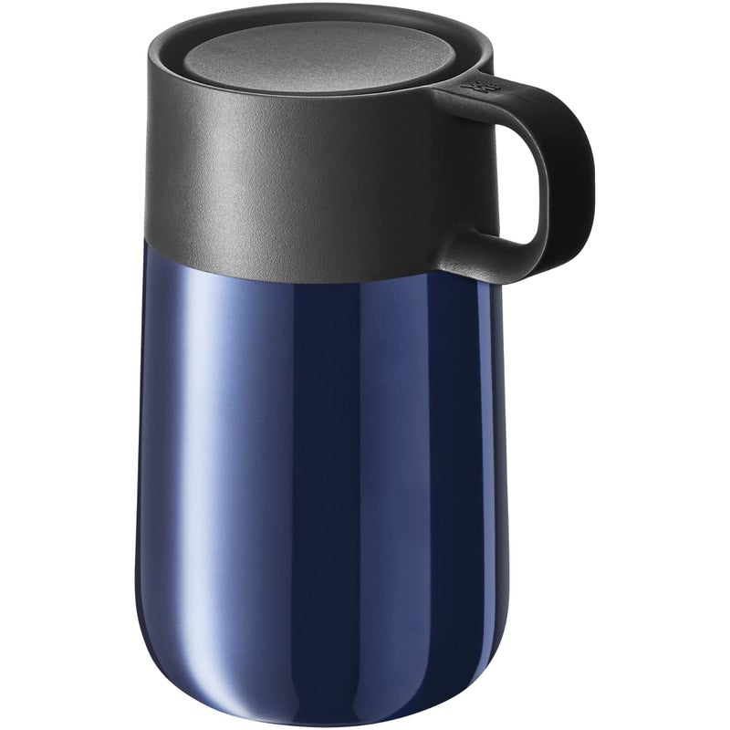 WMF Impulse Travel Mug Thermal Mug Stainless Steel 03 L Automatic Closure 360 Drinking Opening Keeps Drinks Warm for 6 Hours  12 Hours Cold Blue Pack of 1