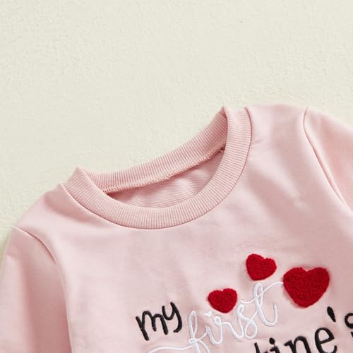 Thorn Tree My First Valentines Day Baby Girl Outfit Long Sleeve Newborn Sweater Pocket Pants Fall Winter Clothes Toddler Outfits (Pink, 6-12 Months) - Image 5