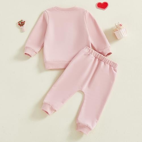 Thorn Tree My First Valentines Day Baby Girl Outfit Long Sleeve Newborn Sweater Pocket Pants Fall Winter Clothes Toddler Outfits (Pink, 6-12 Months) - Image 4