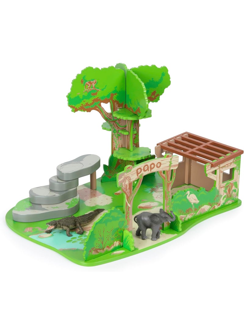 Papo Papo  Wildlife  The Animal Reserve  80011  Wooden playset for Figurines  Collectible  for Children  Suitable for Boys and Girls  from 3 Years Old  - Image 1