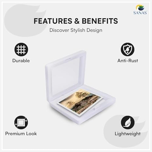 Sanas Shadow Box Frame with Glass (20Pcs) Small Photo Frame Memory Box Aesthetic Unique Storage Box Frame for 3D Craft Floating Display Photo Storage Box Transparent (20Pcs) (Elegant White Finish) - Image 3